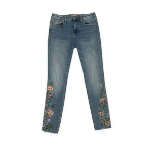 Driftwood Jackie  Ankle Floral Embroidered Jeans Women’s 36 Skinny Size 27 X 27